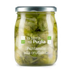Glas Puntarelle alla crudaiola von La Terra di Puglia: Puntarelle-Stücke in Öl im Schraubglas